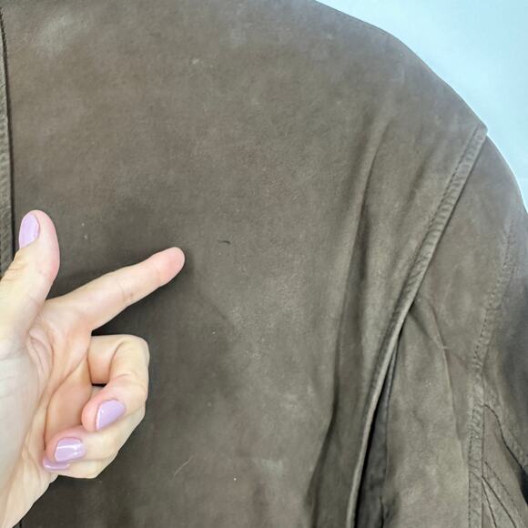 Vintage Gap leather bomber jacket size large brown 90's classic Y2k zip snap - Picture 6 of 11